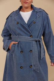 Freya Trench Coat - Denim