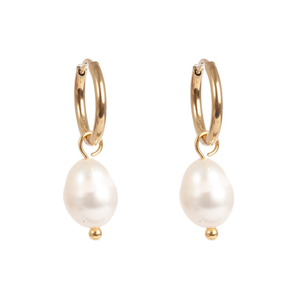 1047-0001 Pure Steel Freshwater Pearl Drop Earring