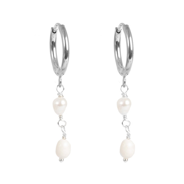 1047-0015 Freshwater Pearl Drop Earring Silver