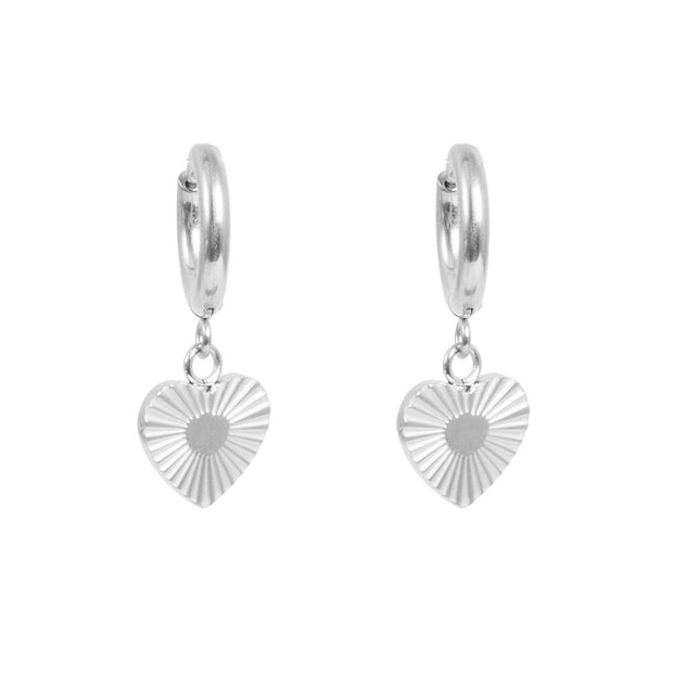 1047-0043 Pure Steel Charms Earring Heart Silver