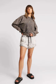 Bower Bird Retro Sweater - Charcoal