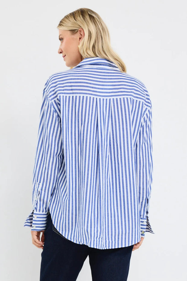 You Got This Mid Blue White O/S  Stripe Shirt