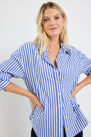 You Got This Mid Blue White O/S  Stripe Shirt