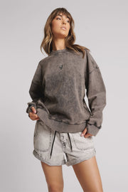 Bower Bird Retro Sweater - Charcoal