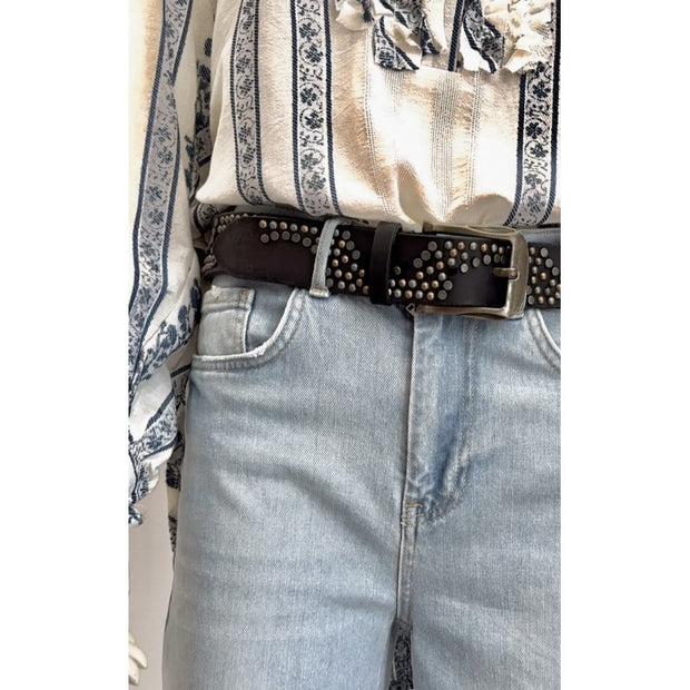 Taron Charcoal Studded Belt