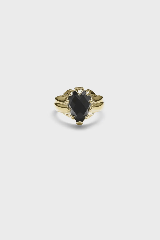 Love Claw Drop Ring - Onyx Gold Plated