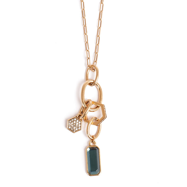 2018-1077 Jewel Tones Necklace Long necklace with bunch, Teal