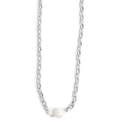 2018-1156 Raw Necklace Silver Pearl