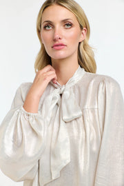 Champagne Pussy Bow Top  by  365 Days
