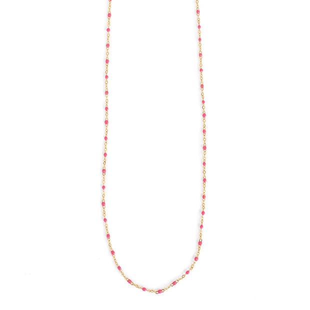 2046-0261 - Pure Steel Fuchsia Enamel Necklace