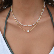 2047-0010 Pure Steel 14K Gold Pearl Necklace
