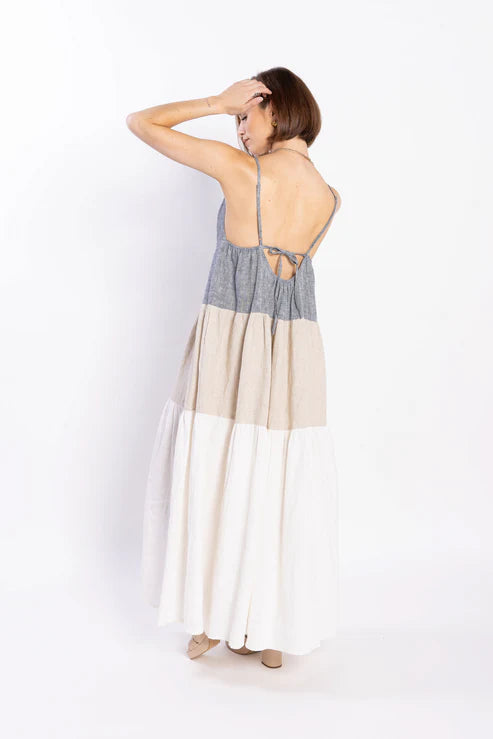 Descend Dress - Navy/Natural/White