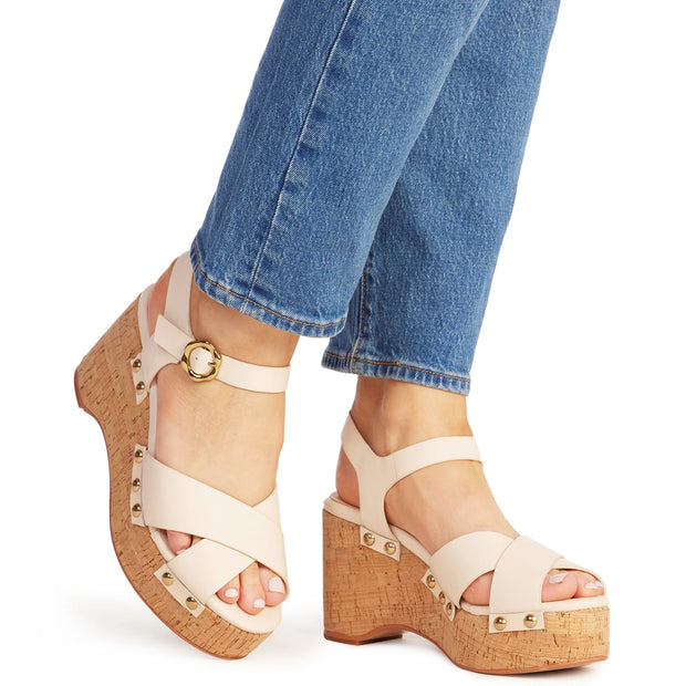 Belle Wedge - Ecru Calf