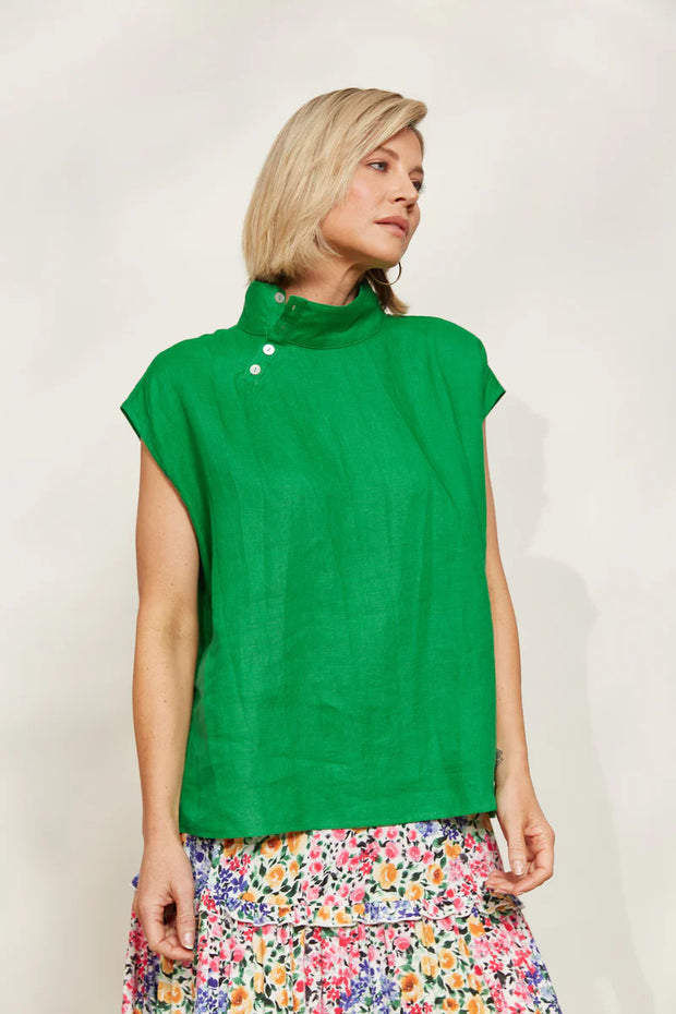 Halcyon Button Top - Emerald