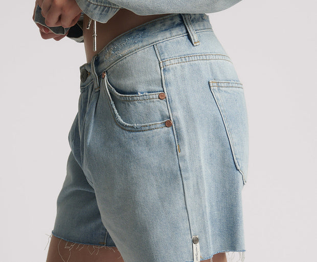 One Teaspoon Shakers Tailored Denim Shorts Xanthe