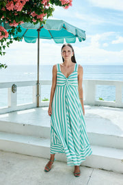 Treville Stripe Tank  Maxi Dress Aqua