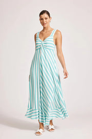 Treville Stripe Tank  Maxi Dress Aqua