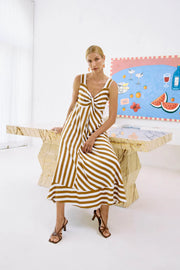 Treville Stripe Tank Maxi Dress Caramel