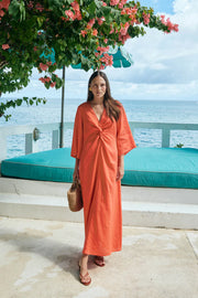 Miramar Twist Maxi Dress Coral