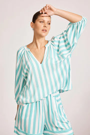 Treville Stripe Blouse Aqua