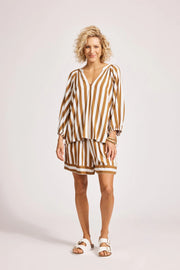 Treville Stripe Blouse Caramel