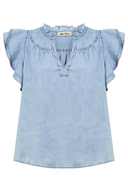 Melenia Denim Frill Top