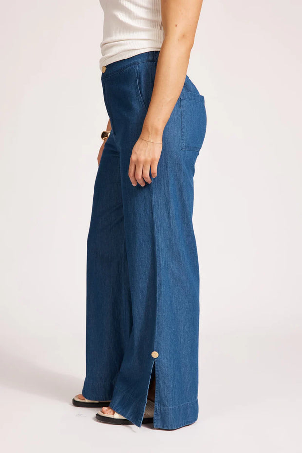 Melenia Denim Split Pant -Indigo