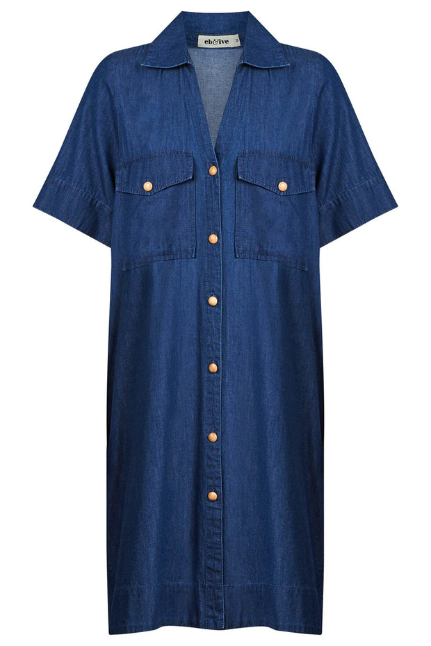 Melenia Denim Shirt Dress Indigo