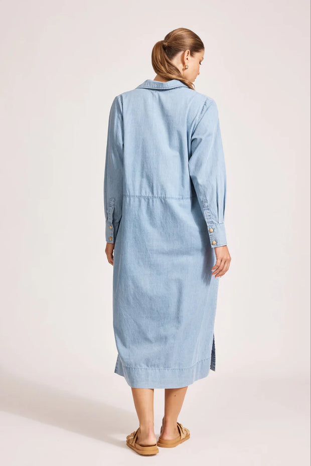 Melenia Denim Collared Dress - Denim