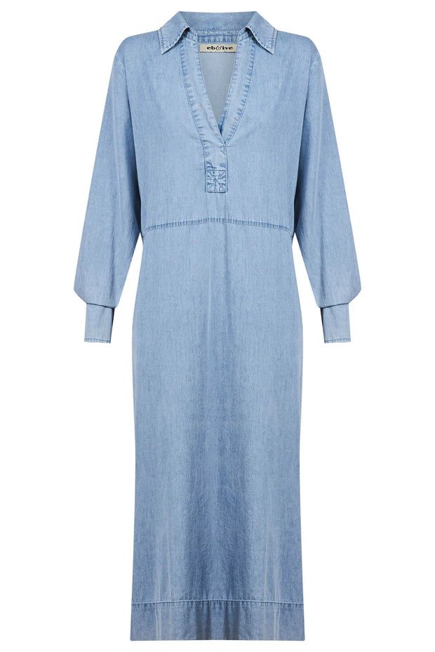 Melenia Denim Collared Dress - Denim