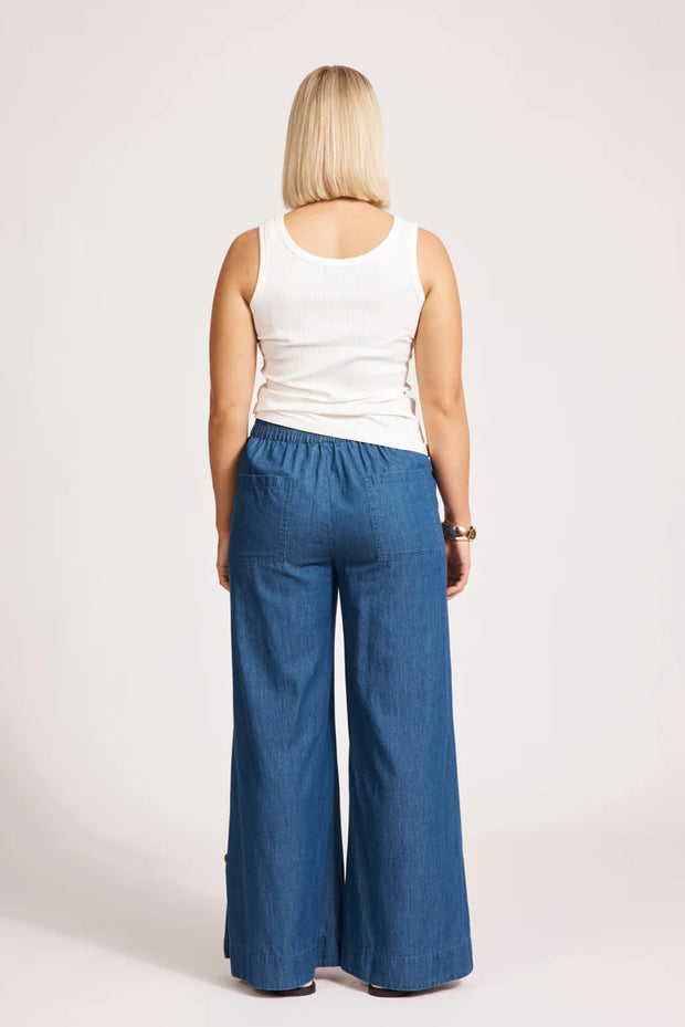 Melenia Denim Split Pant -Indigo