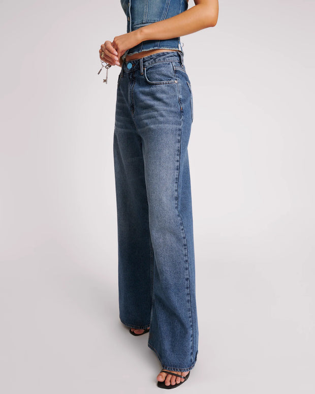 BLUE THUNDER LOVE MACHINES MID WAIST SUPER WIDE LEG JEANS