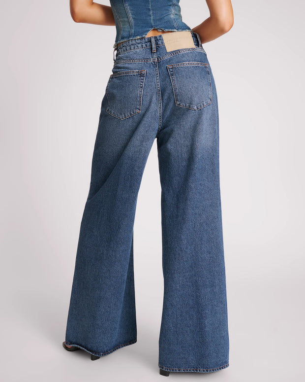 BLUE THUNDER LOVE MACHINES MID WAIST SUPER WIDE LEG JEANS