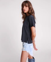 Black Graffiti Bird Split Hem Tee