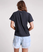 Black Graffiti Bird Split Hem Tee