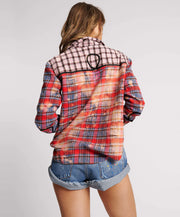 Distressed Flannel Western Shirt