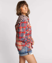 Distressed Flannel Western Shirt