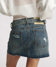 One Teaspoon Boys Club Blue Belted Denim Mini Skirt
