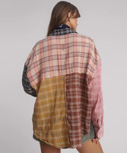 One Teaspoon Panelled Oversized Flannel Shirt