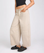 Barrel Mid Waist Wide Leg Denim Jeans - Stone Colour -One Teaspoon