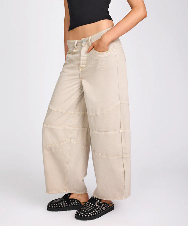 Barrel Mid Waist Wide Leg Denim Jeans - Stone Colour -One Teaspoon