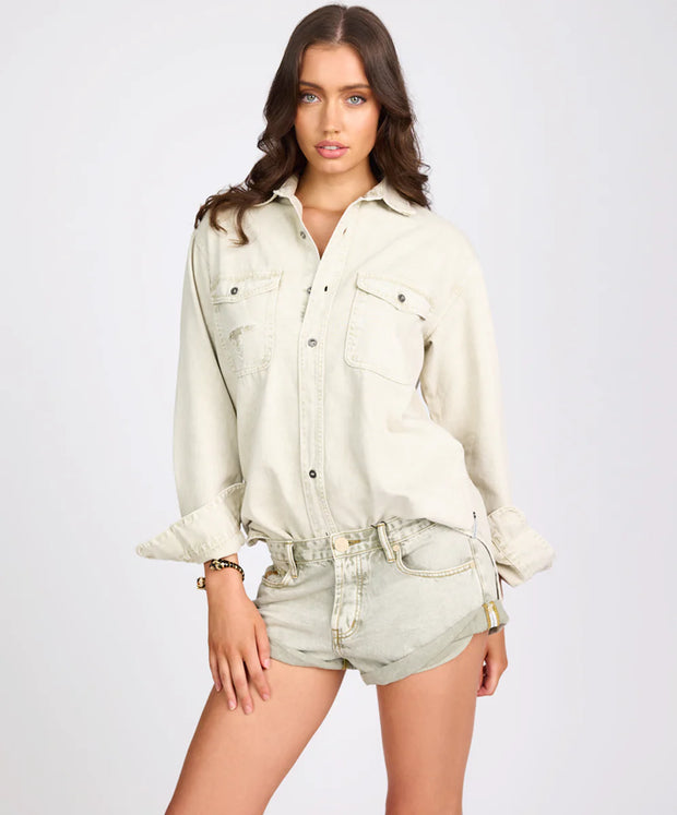 Everyday Denim Shirt - Antique White-One Teaspoon