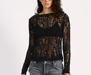One Teaspoon Cinched In Laddered LS Knit Top