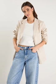 Pillar Cream Linen 2 Button Blazer