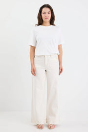 Zoey Ecru Petite High Rise Wide Leg Pocket Jean