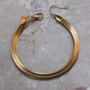 Pure Steel Flat Snake Bracelet Gold