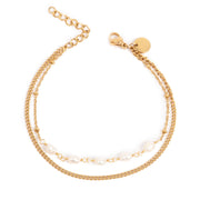 3047-0020 Pure Steel Freshwater Pearl Anklet  Gold Plated