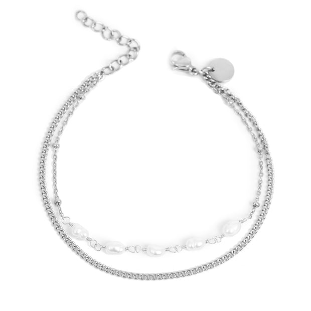 3047-0021 Pure Steel Anklet with Freshwater Pearls