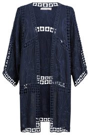 Oline Lace Cape Kimono Navy