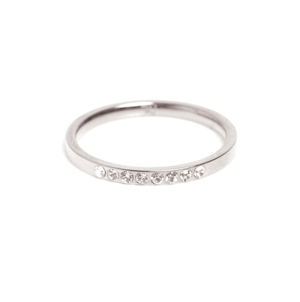 Pure Steel Ring with Crystals - Steel